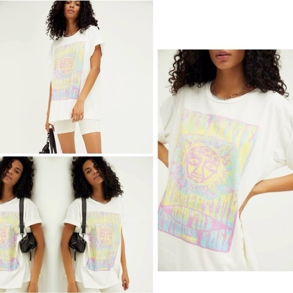 New! Sublime by Live Nation for Free People Oversized Tee in White Size M/L - Picture 1 of 13